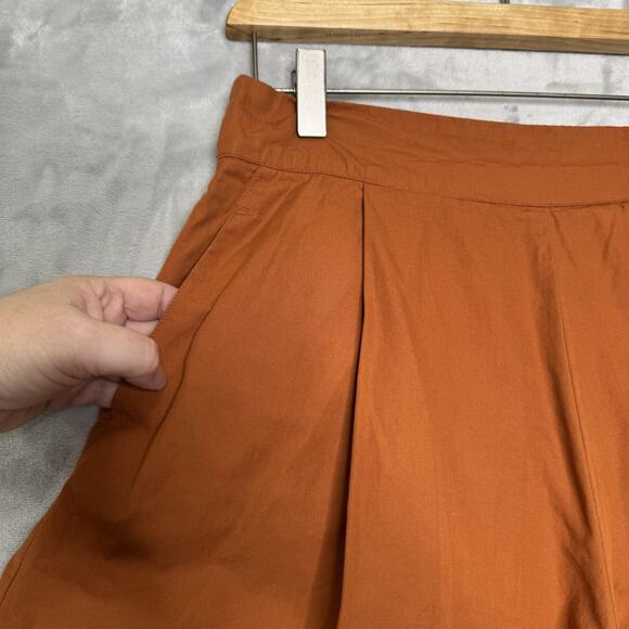 We Wore What Shorts Womens Large Brown High Waist Pleated Cotton Pockets Zipper - Picture 3 of 12